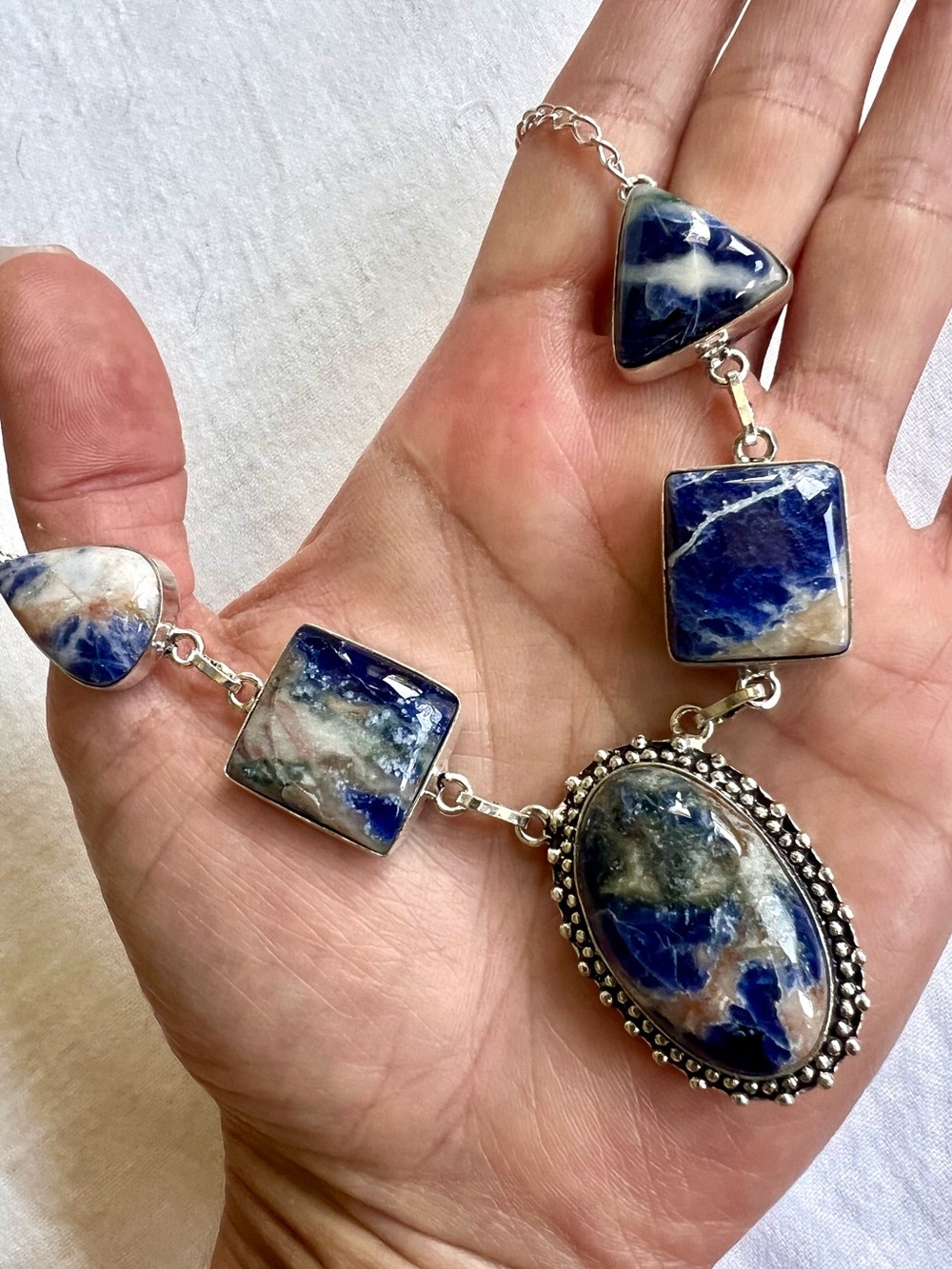 925 Indigo Alchemy 5 Stone SODALITE Necklace